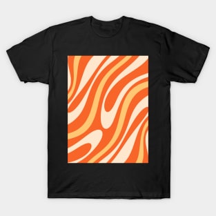 Wavy Loops Retro Abstract 60s 70s  80s Orange Tangerine Yellow Cream T-Shirt